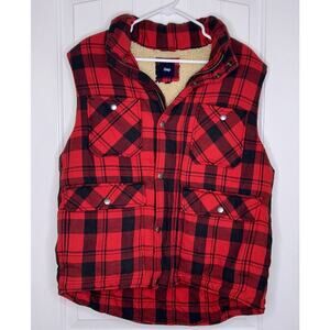 Men's GAP red and black vest with faux shearling WARM SZ MEDIUM